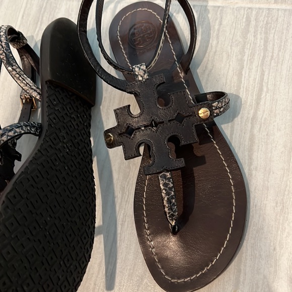 Tory Burch Snake Embossed Chandler Sandals - Picture 8 of 10